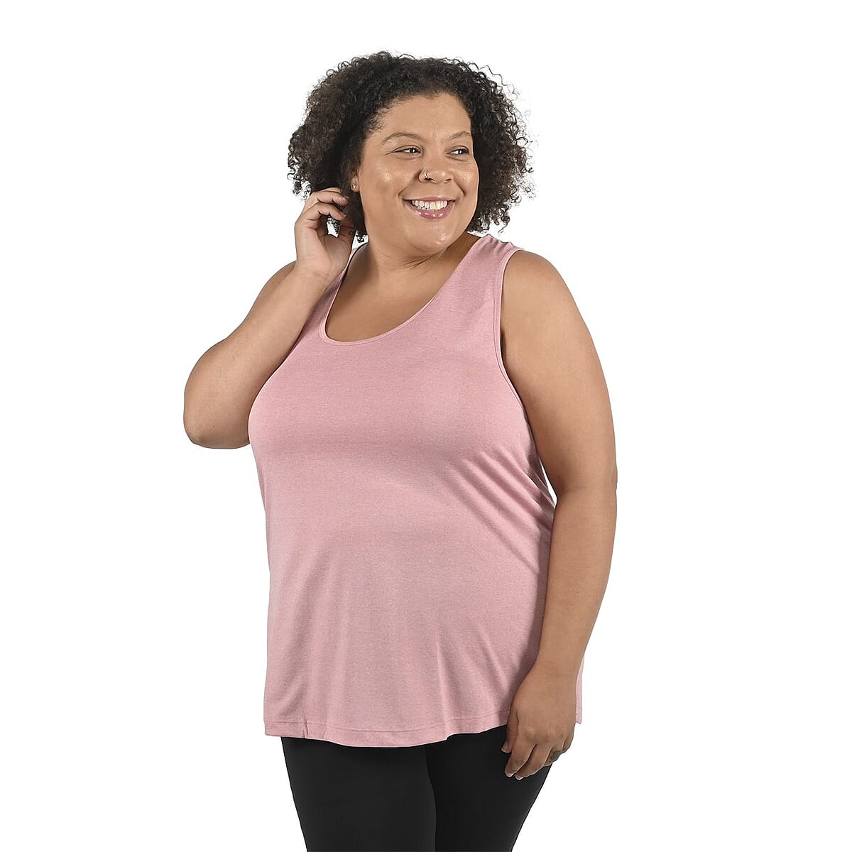 Tamsy Pink Basic Racerback Knit Tank - 1X image number 3