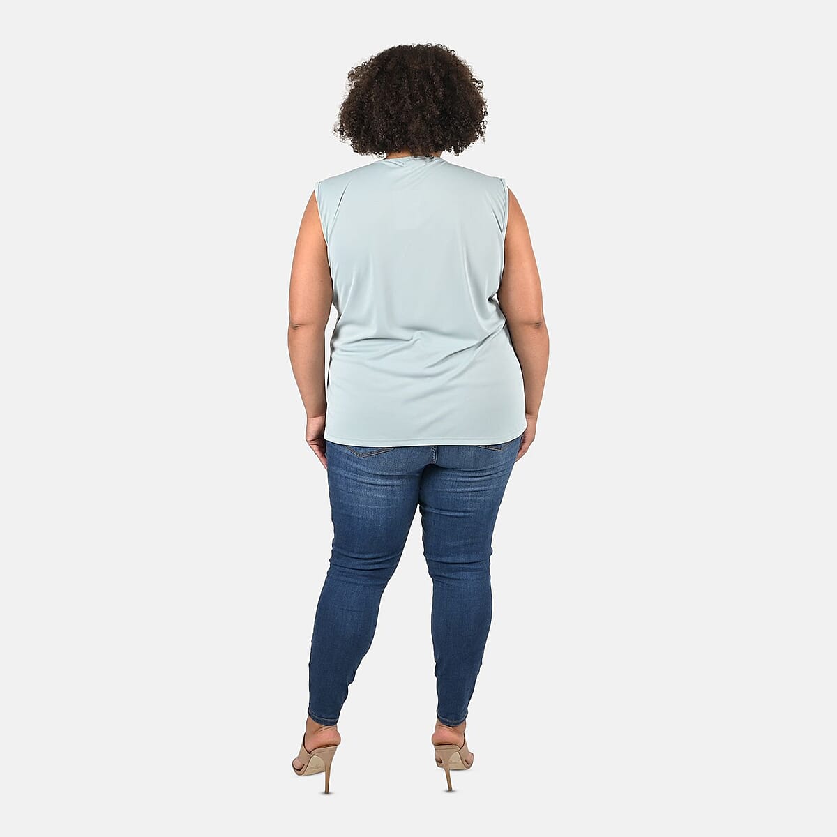 Tamsy Gray Petal Hem Scoop Neck Knit Tank - 2X image number 1