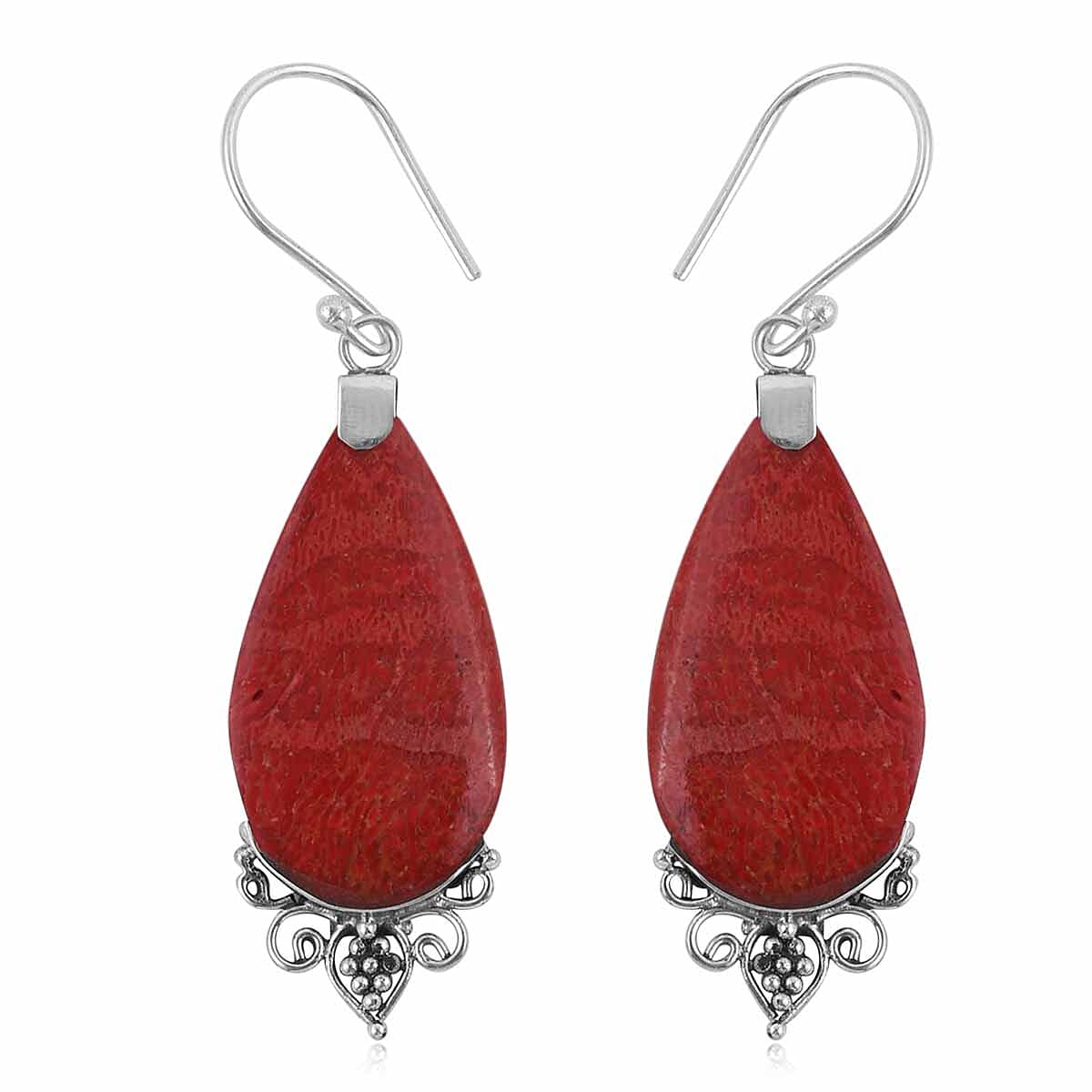 Sponge Coral Dangle Earrings in Sterling Silver image number 0