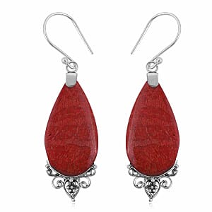 Sponge Coral Dangle Earrings in Sterling Silver