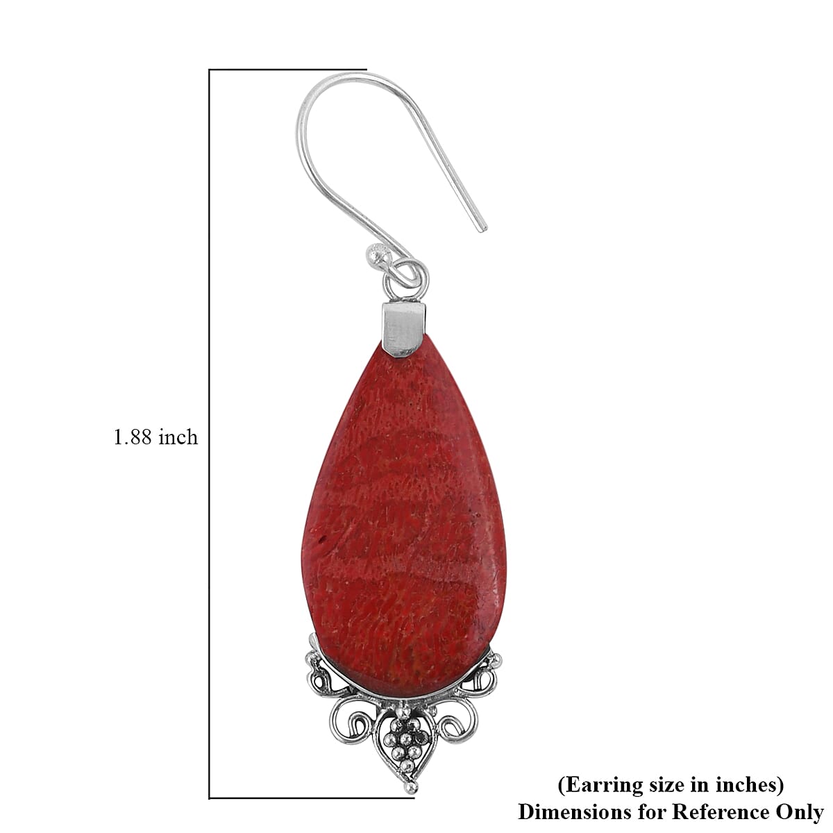 Sponge Coral Dangle Earrings in Sterling Silver image number 4