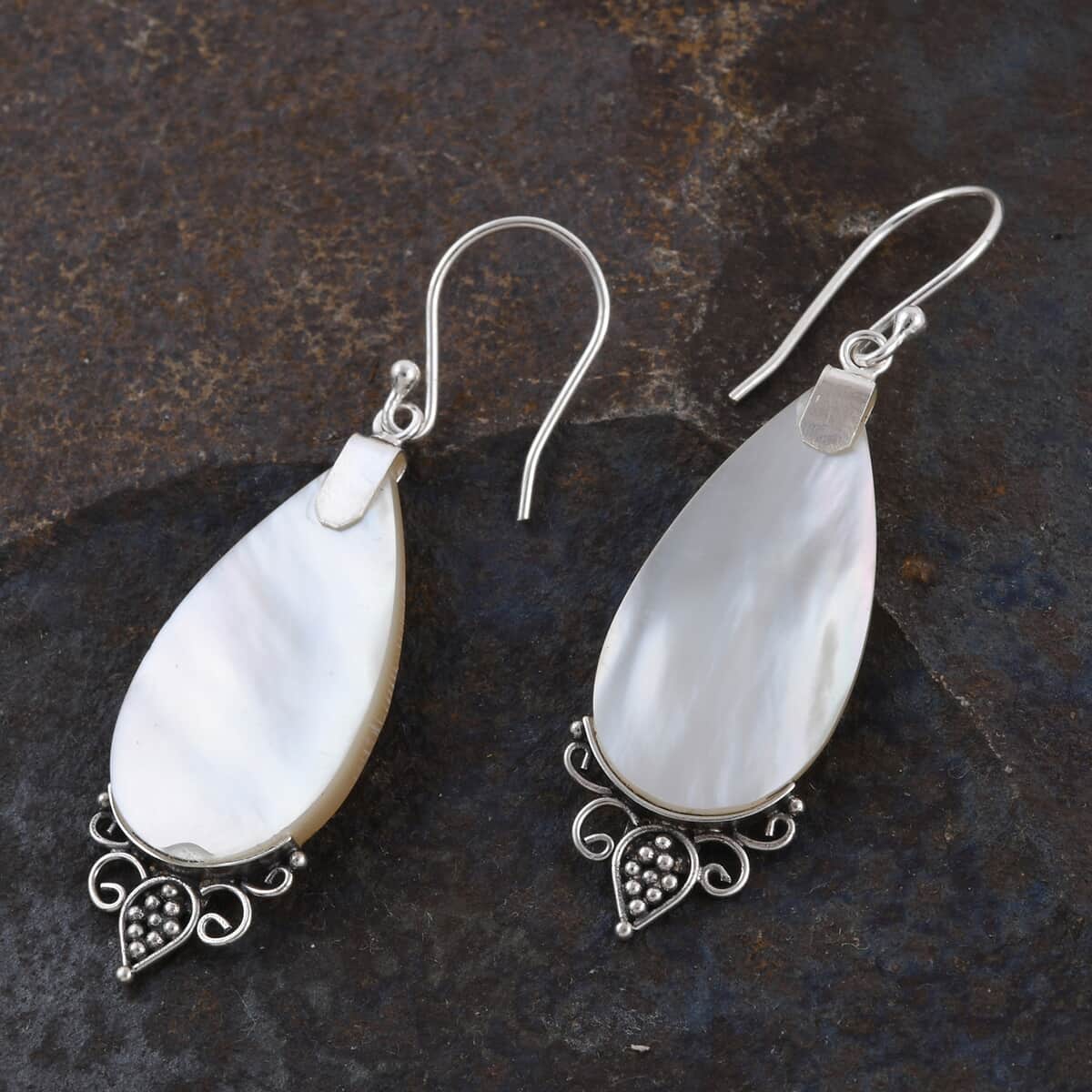 Mother Of Pearl Dangle Earrings in Sterling Silver image number 1