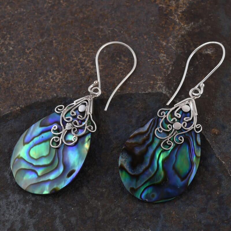 Abalone Shell Earrings in Sterling Silver