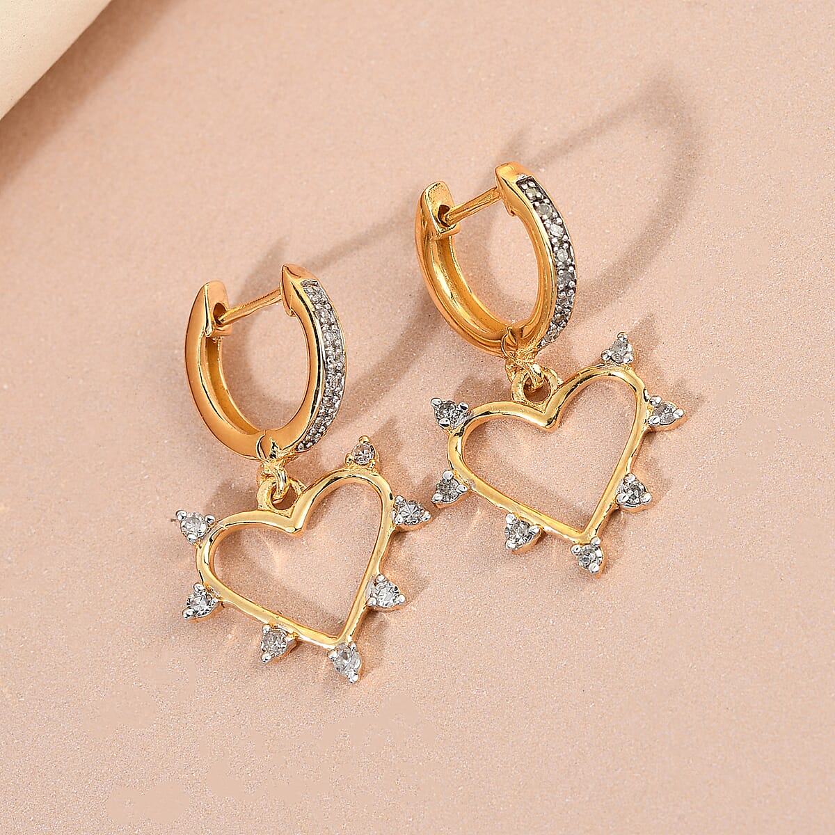 Diamond Spiked Heart Statement Earrings in Vermeil Yellow Gold Over Sterling Silver 0.35 ctw image number 1