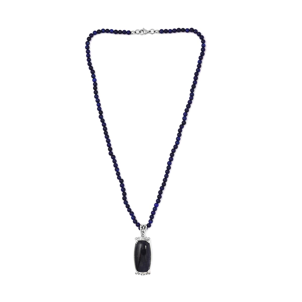 KARIS Blue Aventurine Pendant with Blue Quartzite Beaded Necklace 20 Inches in Platinum Bond 87.75 ctw image number 3