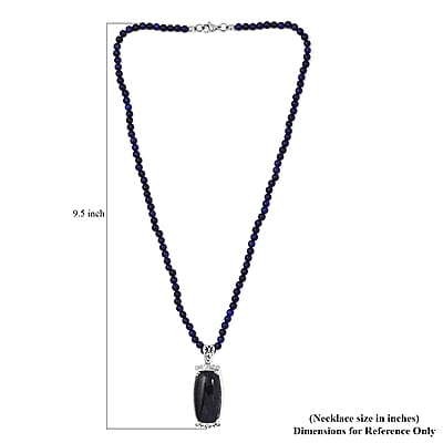 Karis Blue Aventurine Pendant with Blue Quartzite Beaded Necklace 20 Inches in Platinum Bond 87.75 ctw