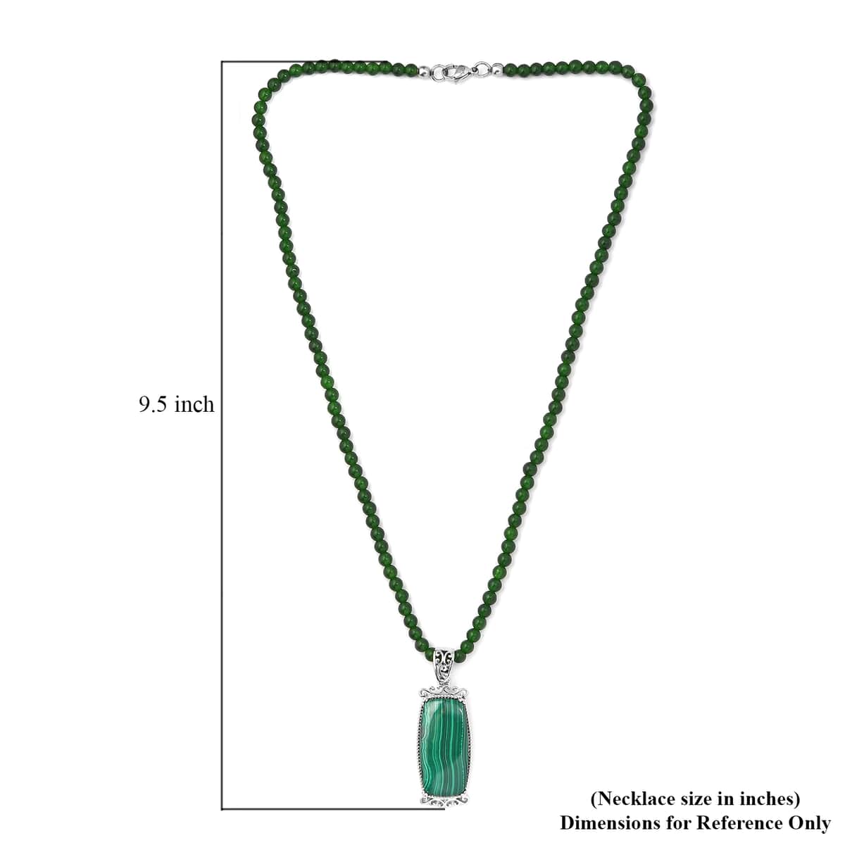 Karis African Malachite Pendant with Green Quartzite Beaded Necklace 20 Inches in Platinum Bond 108.60 ctw image number 5