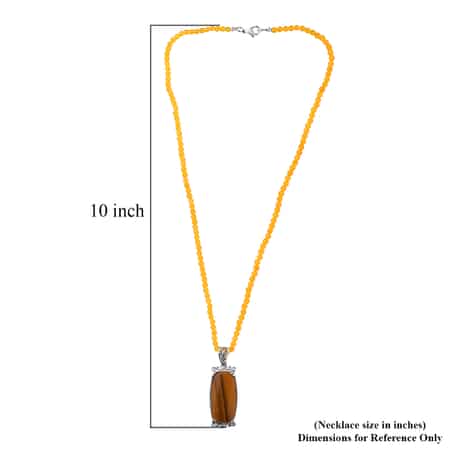 Karis Tiger's Eye Pendant with Yellow Quartzite Beaded Necklace 20 Inches in Platinum Bond 55.25 ctw image number 5