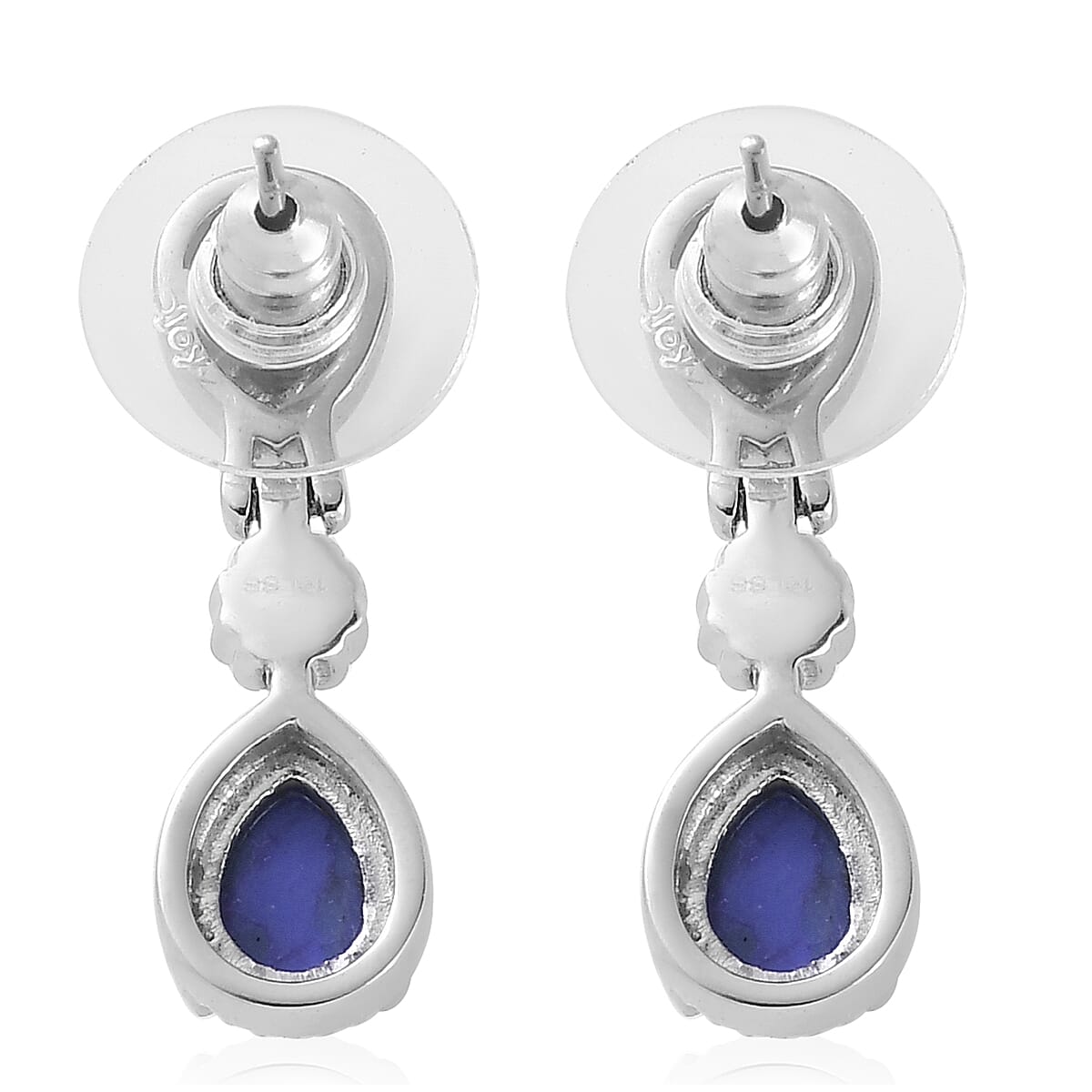 Lapis Lazuli Dangling Earrings in Stainless Steel 5.25 ctw image number 3