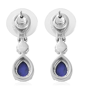 Lapis Lazuli Dangling Earrings in Stainless Steel 5.25 ctw