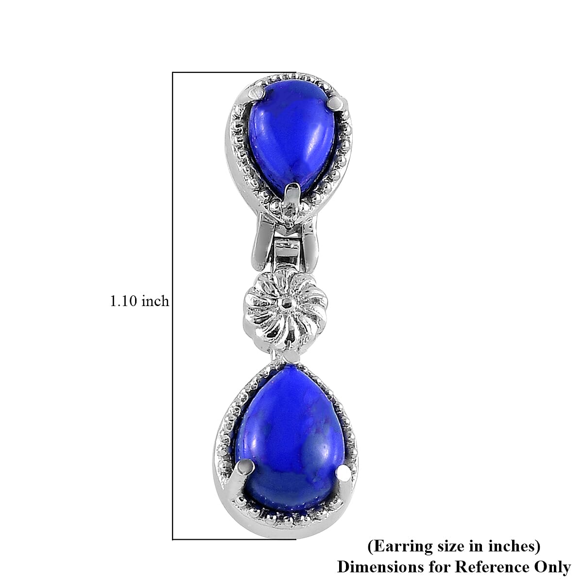 Lapis Lazuli Dangling Earrings in Stainless Steel 5.25 ctw