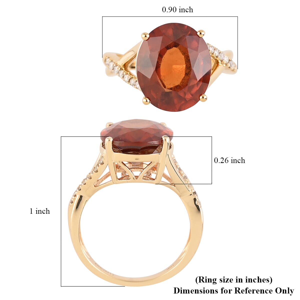 Certified & Appraised Luxoro 10K Yellow Gold AAA Sri Lankan Honey Garnet and G-H I1 Diamond Ring (Size 6.0) 7.70 ctw image number 5