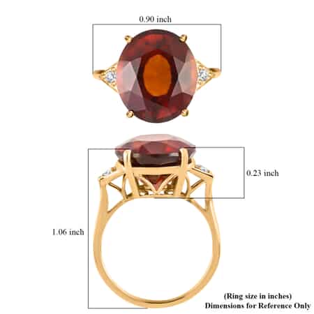 Luxoro 10K Yellow Gold AAA Sri Lankan Honey Garnet and Diamond Solitaire Ring (Size 7.0) 9.40 ctw image number 5
