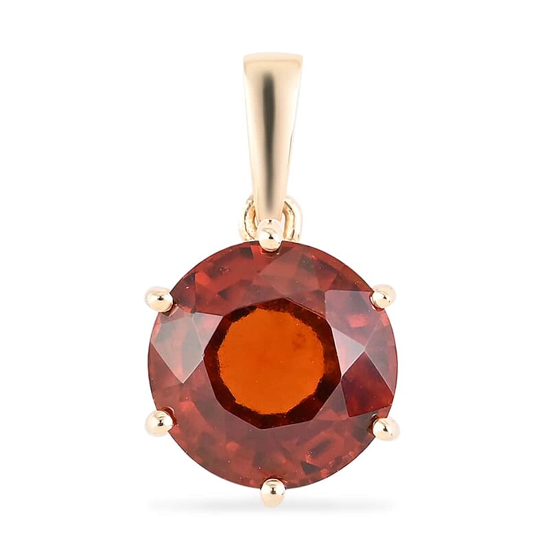 Luxoro 10K Yellow Gold AAA Sri Lankan Honey Garnet Solitaire Pendant 5.00 ctw