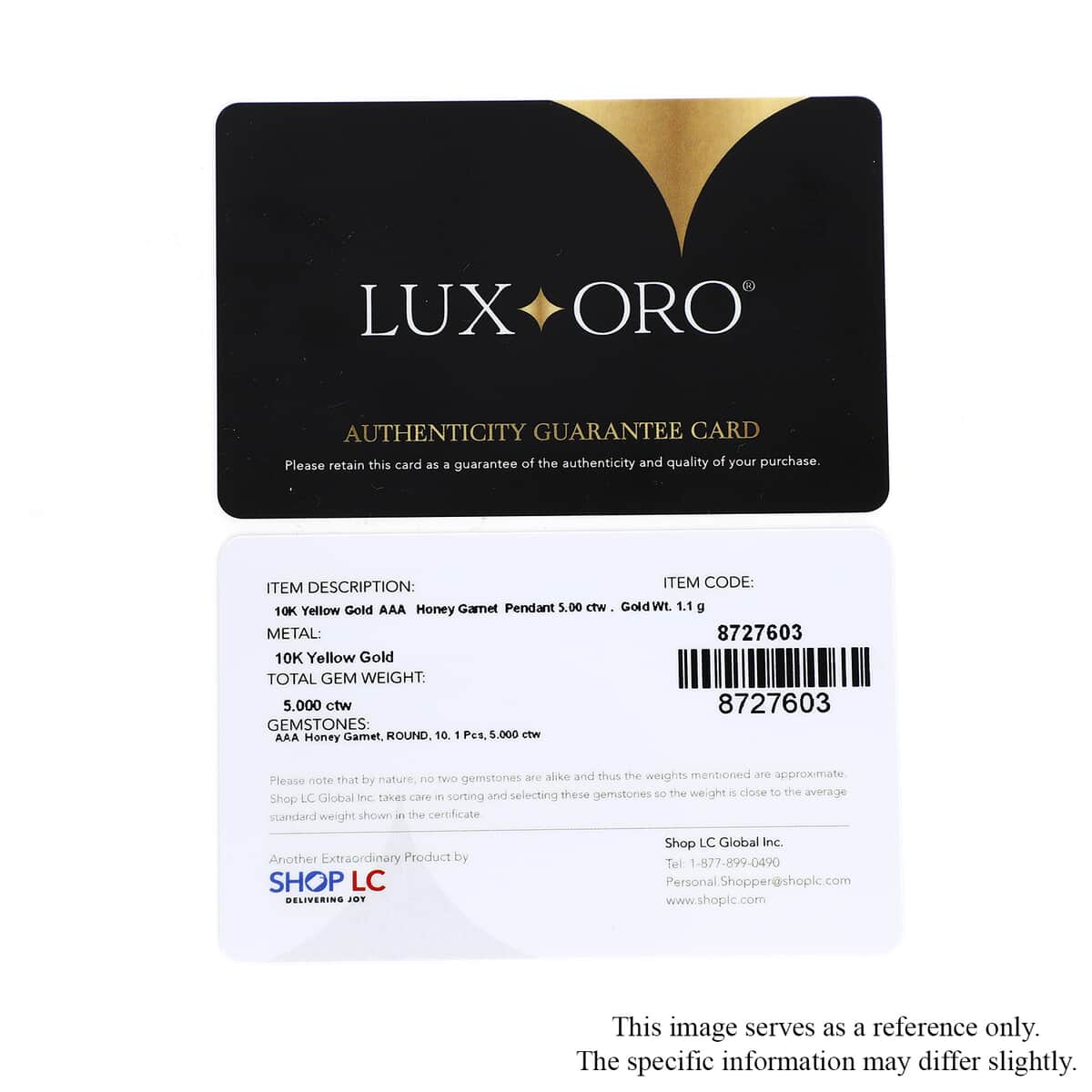 Luxoro 10K Yellow Gold AAA Sri Lankan Honey Garnet Solitaire Pendant 5.00 ctw image number 5