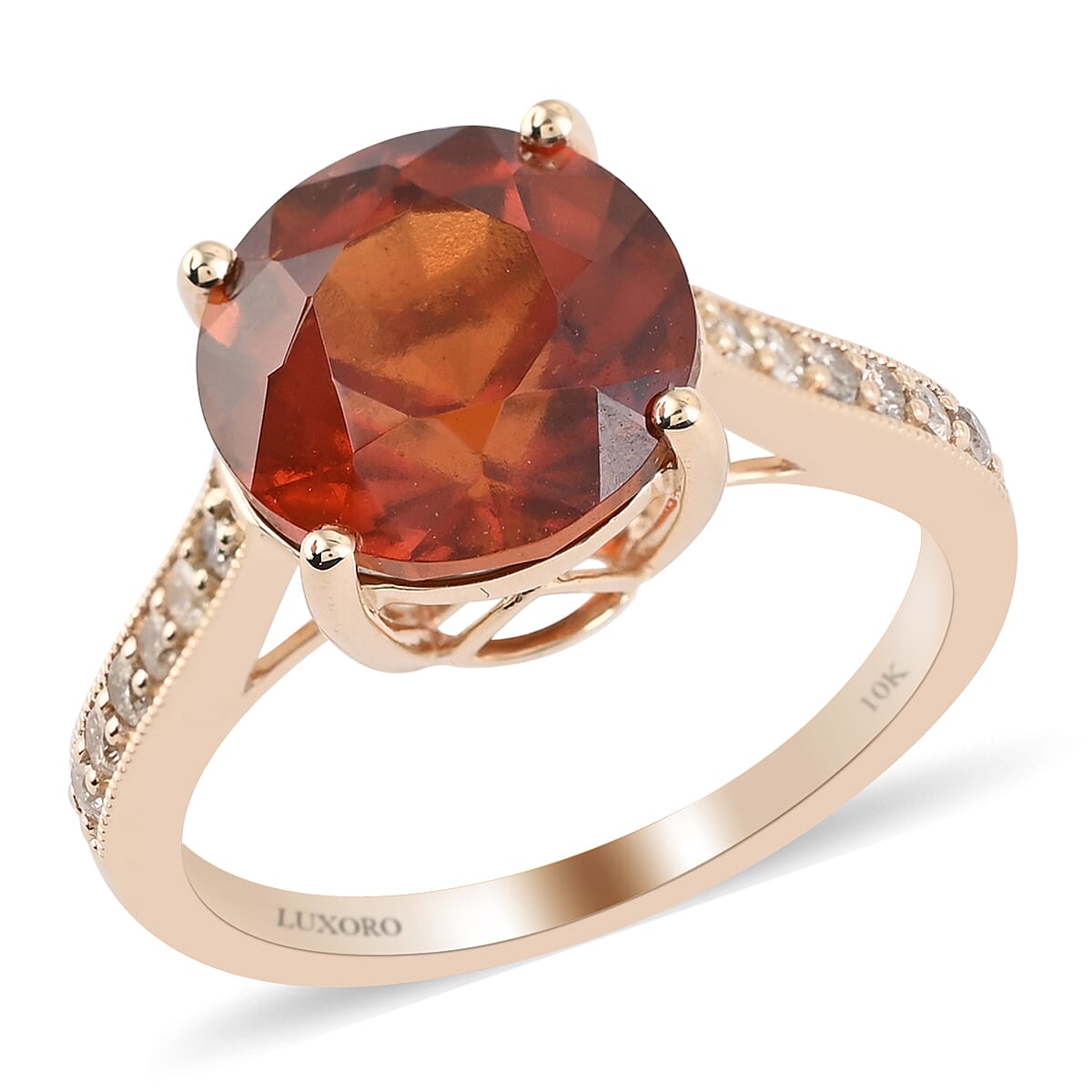 LUXORO 10K Yellow Gold AAA Sri Lankan Honey Garnet and Diamond G-H I2 Ring 2.60 Grams 5.10 ctw image number 0