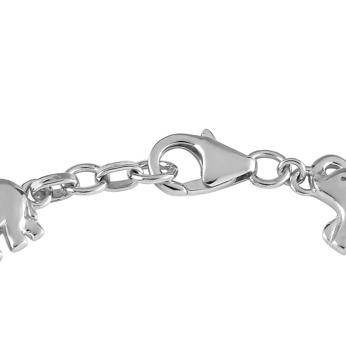 Platinum Over Sterling Silver Elephant Bracelet (6.50 In) (10.40 g) image number 5