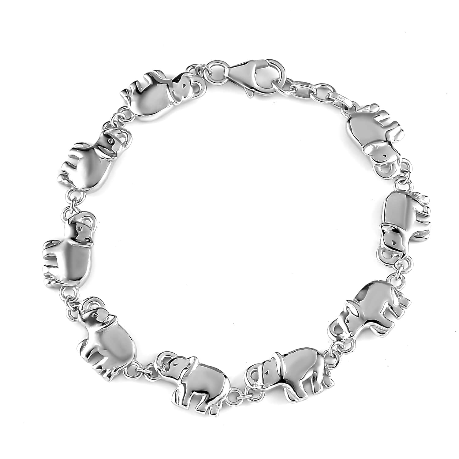 Buy Platinum Over Sterling Silver Elephant Bracelet (7.25 In