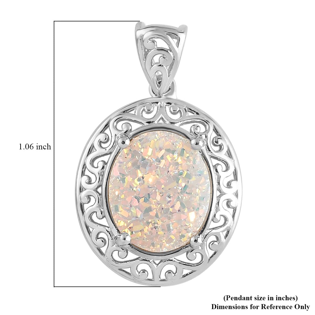 Pearl Shimmer Drusy Quartz Pendant in Platinum Over Copper image number 4