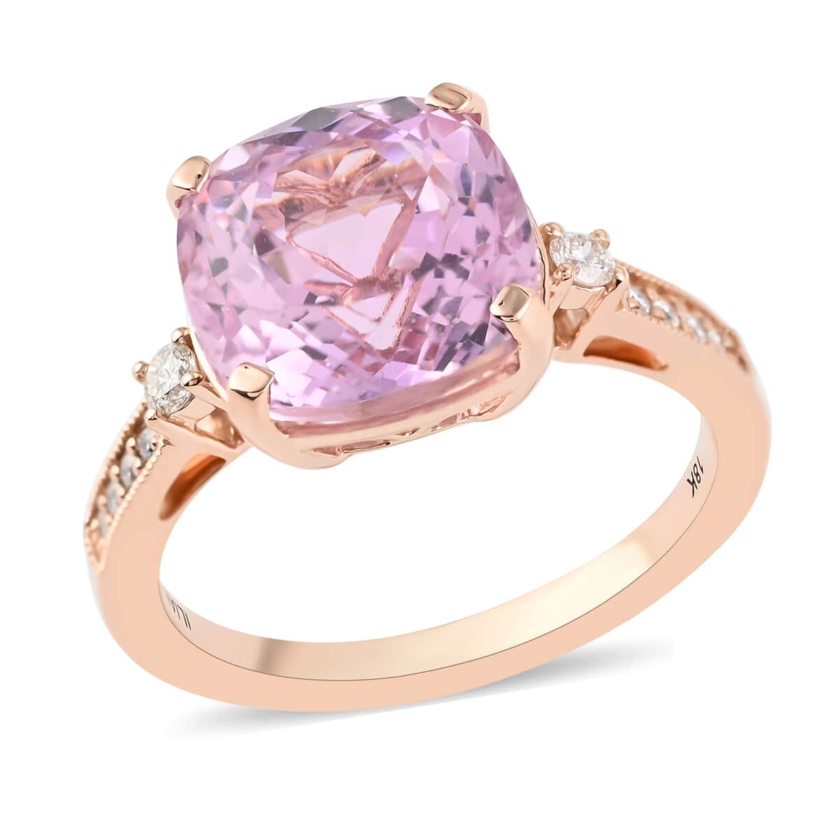 ILIANA 18K Rose Gold AAA Martha Rocha Kunzite and G-H SI Diamond Ring (Size 7.0) 3.60 Grams 5.50 ctw image number 0