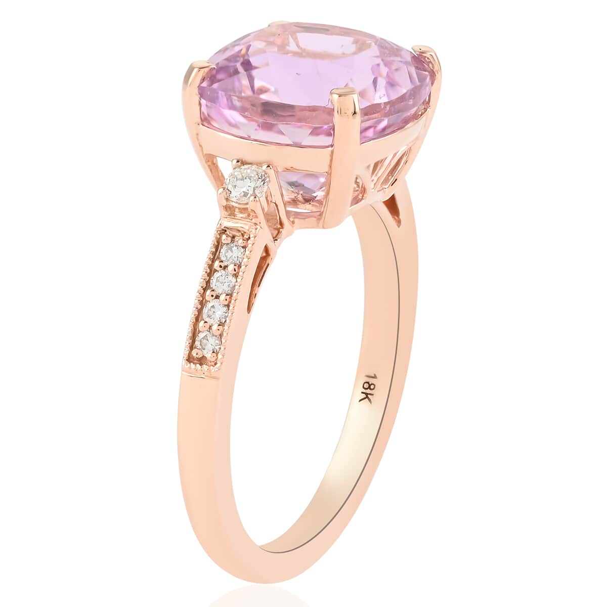 ILIANA 18K Rose Gold AAA Martha Rocha Kunzite and G-H SI Diamond Ring (Size 7.0) 3.60 Grams 5.50 ctw image number 2