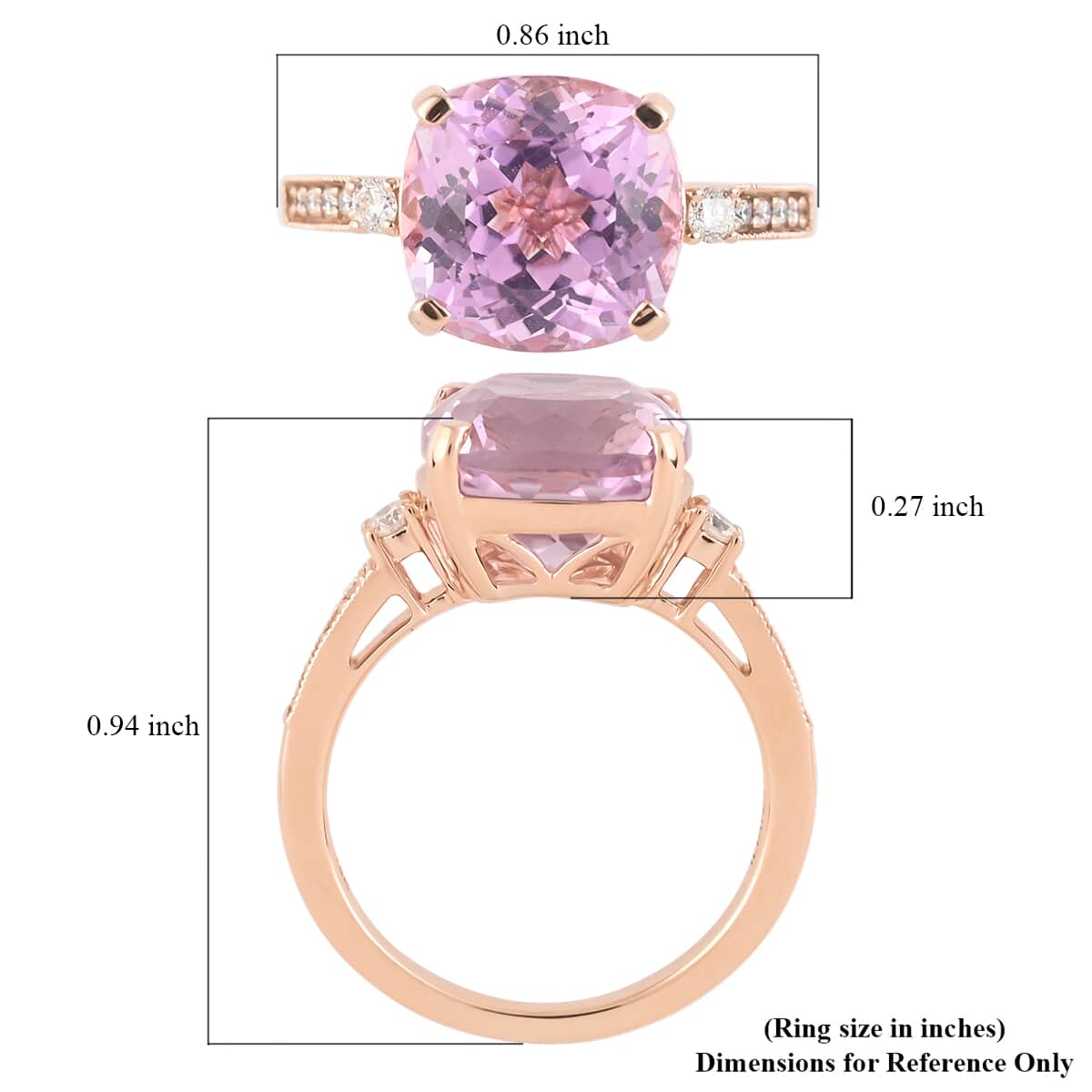 ILIANA 18K Rose Gold AAA Martha Rocha Kunzite and G-H SI Diamond Ring (Size 7.0) 3.60 Grams 5.50 ctw image number 4