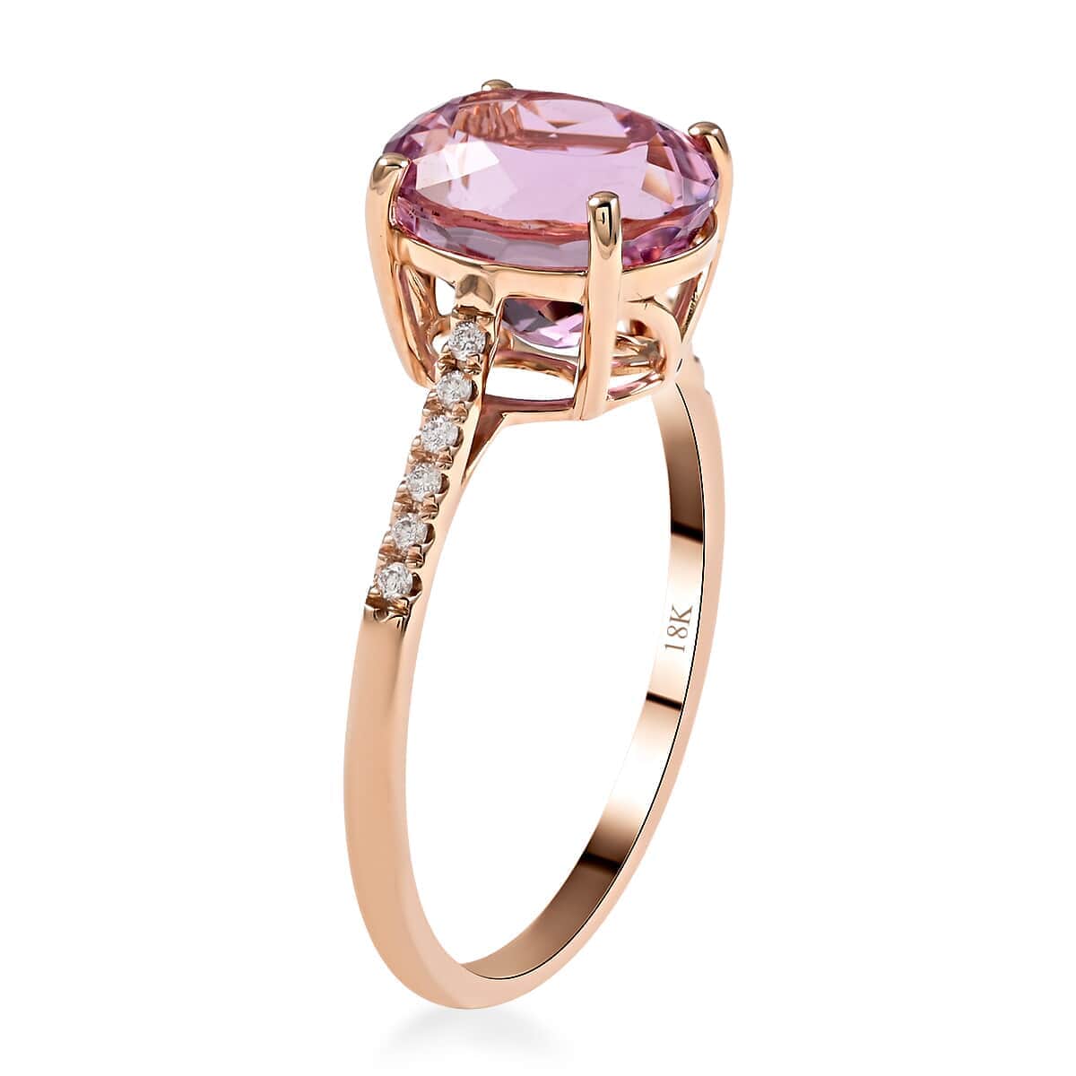 ILIANA 18K Rose Gold AAA Martha Rocha Kunzite and Diamond G-H SI Ring 3 Grams 5.25 ctw image number 3