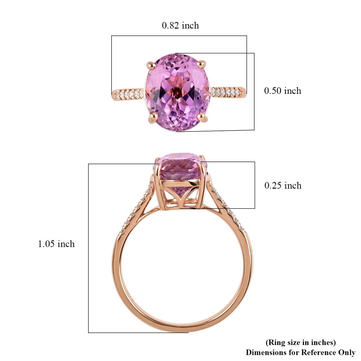 ILIANA 18K Rose Gold AAA Martha Rocha Kunzite and Diamond G-H SI Ring 3 Grams 5.25 ctw image number 5