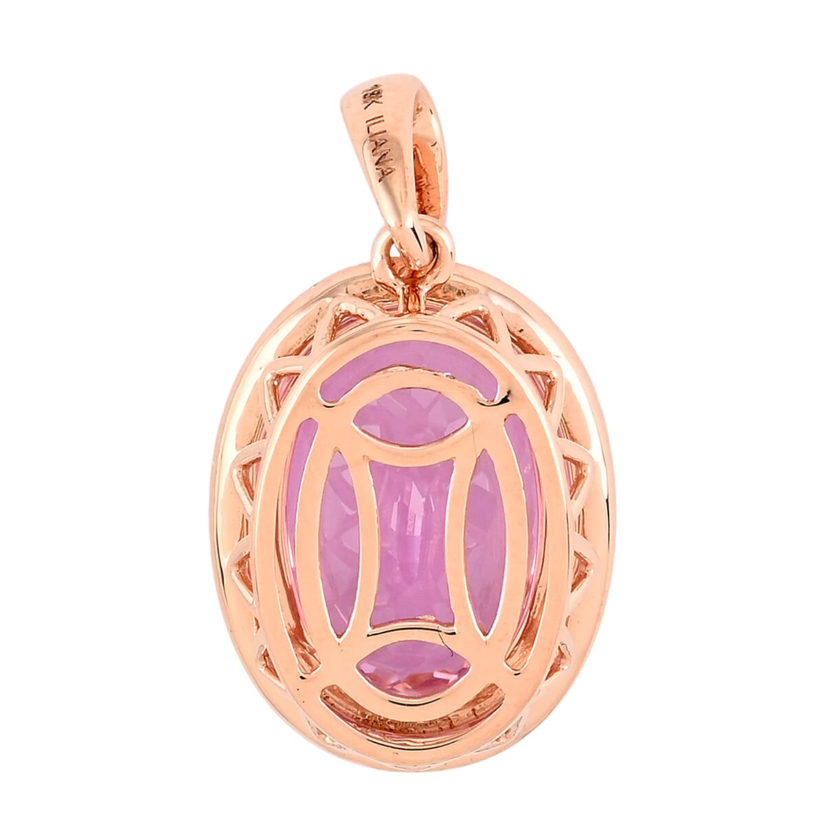 Iliana 18K Rose Gold AAA Martha Rocha Kunzite and G-H SI Diamond Halo Pendant 2.85 Grams 8.35 ctw image number 3