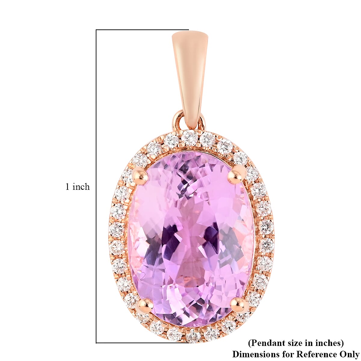 Iliana 18K Rose Gold AAA Martha Rocha Kunzite and G-H SI Diamond Halo Pendant 2.85 Grams 8.35 ctw image number 4