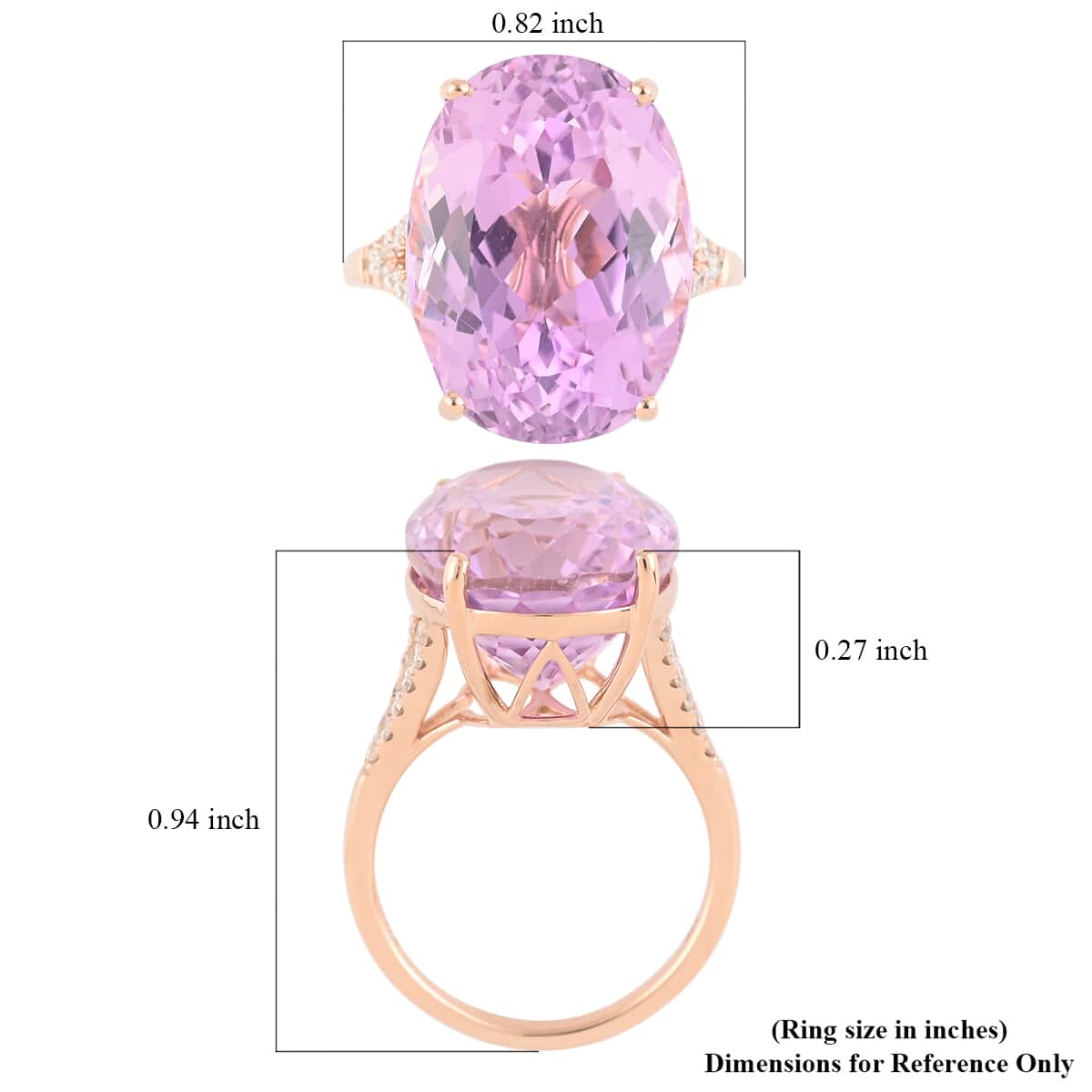 ILIANA 18K Rose Gold AAA Martha Rocha Kunzite and G-H SI Diamond Ring (Size 6.0) 4.15 Grams 17.25 ctw image number 6