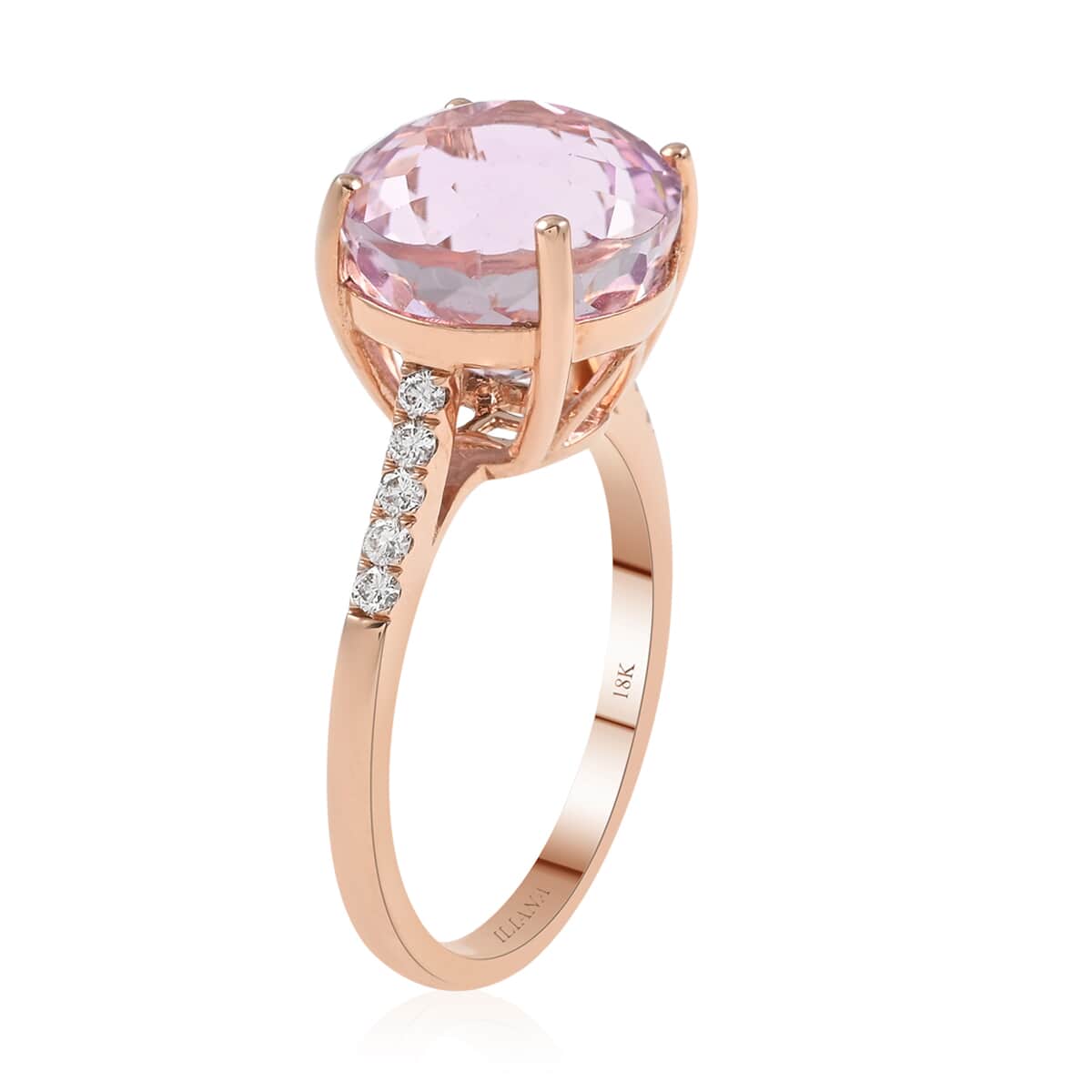 ILIANA 18K Rose Gold AAA Martha Rocha Kunzite and Diamond G-H SI Solitaire Ring 4 Grams 7.25 ctw image number 3