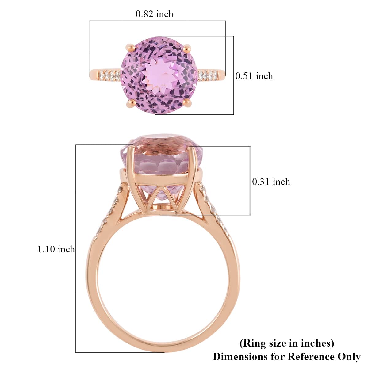 ILIANA 18K Rose Gold AAA Martha Rocha Kunzite and Diamond G-H SI Solitaire Ring 4 Grams 7.25 ctw image number 5