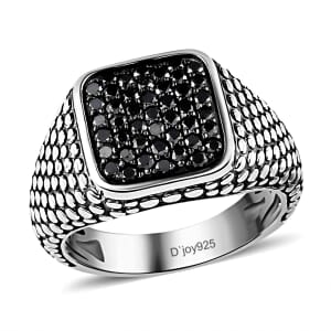 D'Joy Black Diamond 1.00 ctw Men's Ring in Sterling Silver (Size 10.0)