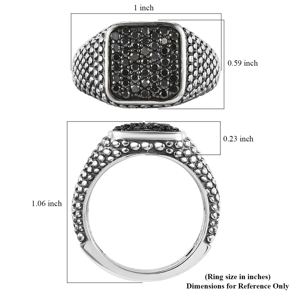 Black Diamond Men's Ring in Sterling Silver (Size 10.0) 1.00 ctw image number 6