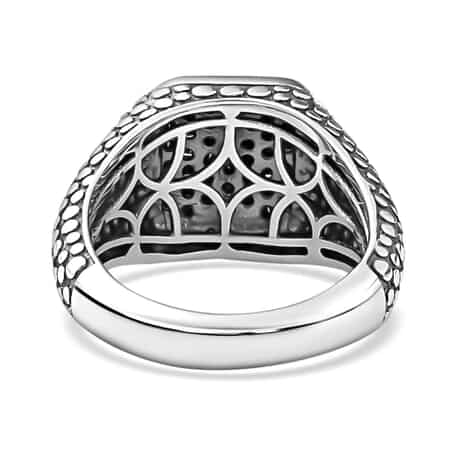 Black Diamond Men's Ring in Sterling Silver (Size 12.0) 1.00 ctw image number 4