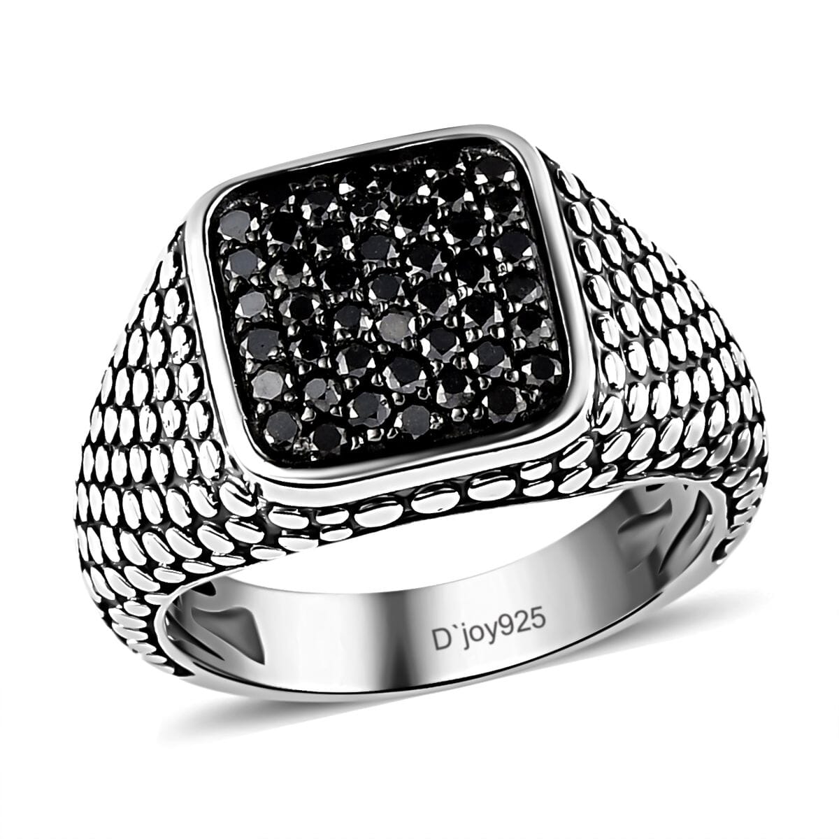 D'Joy Black Diamond 1.00 ctw Men's Ring in Sterling Silver (Size 9.0) image number 0