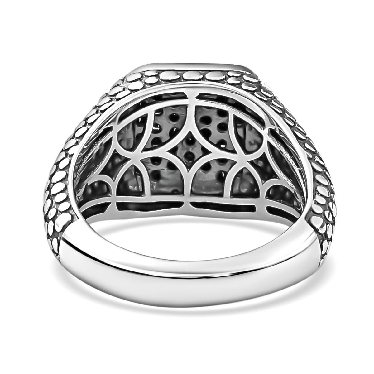 D'Joy Black Diamond 1.00 ctw Men's Ring in Sterling Silver (Size 9.0) image number 4
