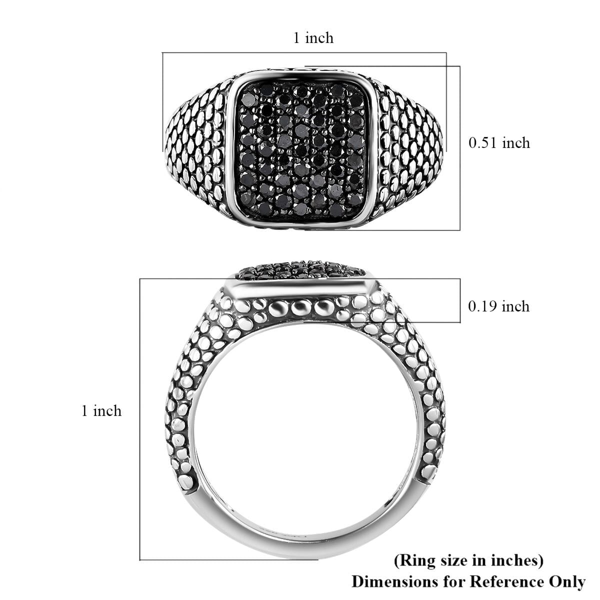 D'Joy Black Diamond 1.00 ctw Men's Ring in Sterling Silver (Size 9.0) image number 5