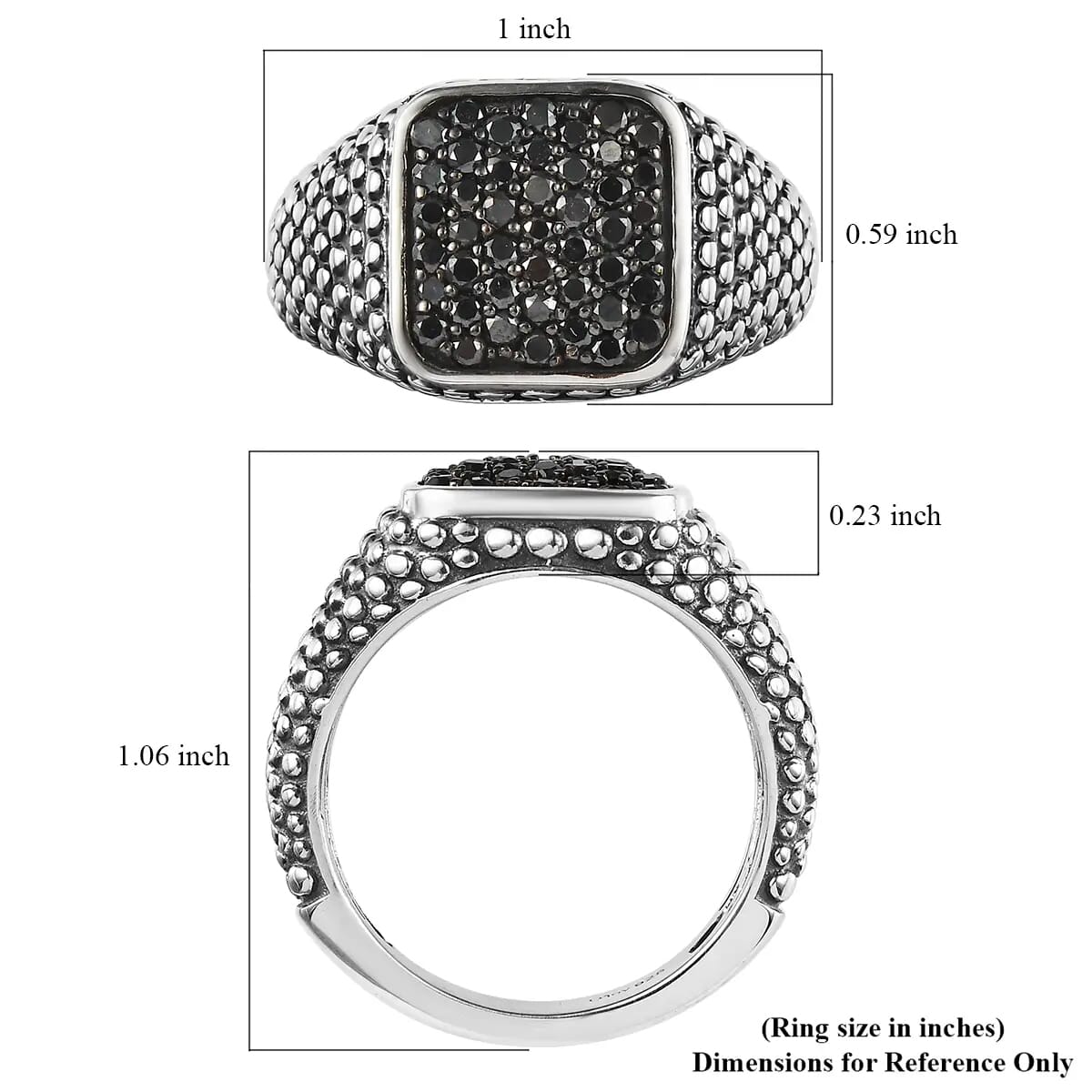 D'Joy Black Diamond 1.00 ctw Men's Ring in Sterling Silver (Size 9.0) image number 6