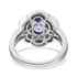 Tanzanite, Natural Champagne & White Diamond Floral Ring in Platinum Over Sterling Silver (Size 7.0) 1.40 ctw image number 4