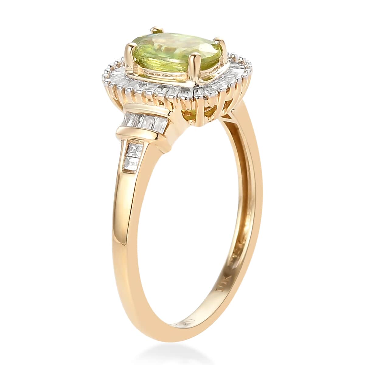 LUXORO 10K Yellow Gold AAA Sava Sphene and Diamond Halo Ring (Size 9.0) 1.25 ctw image number 3