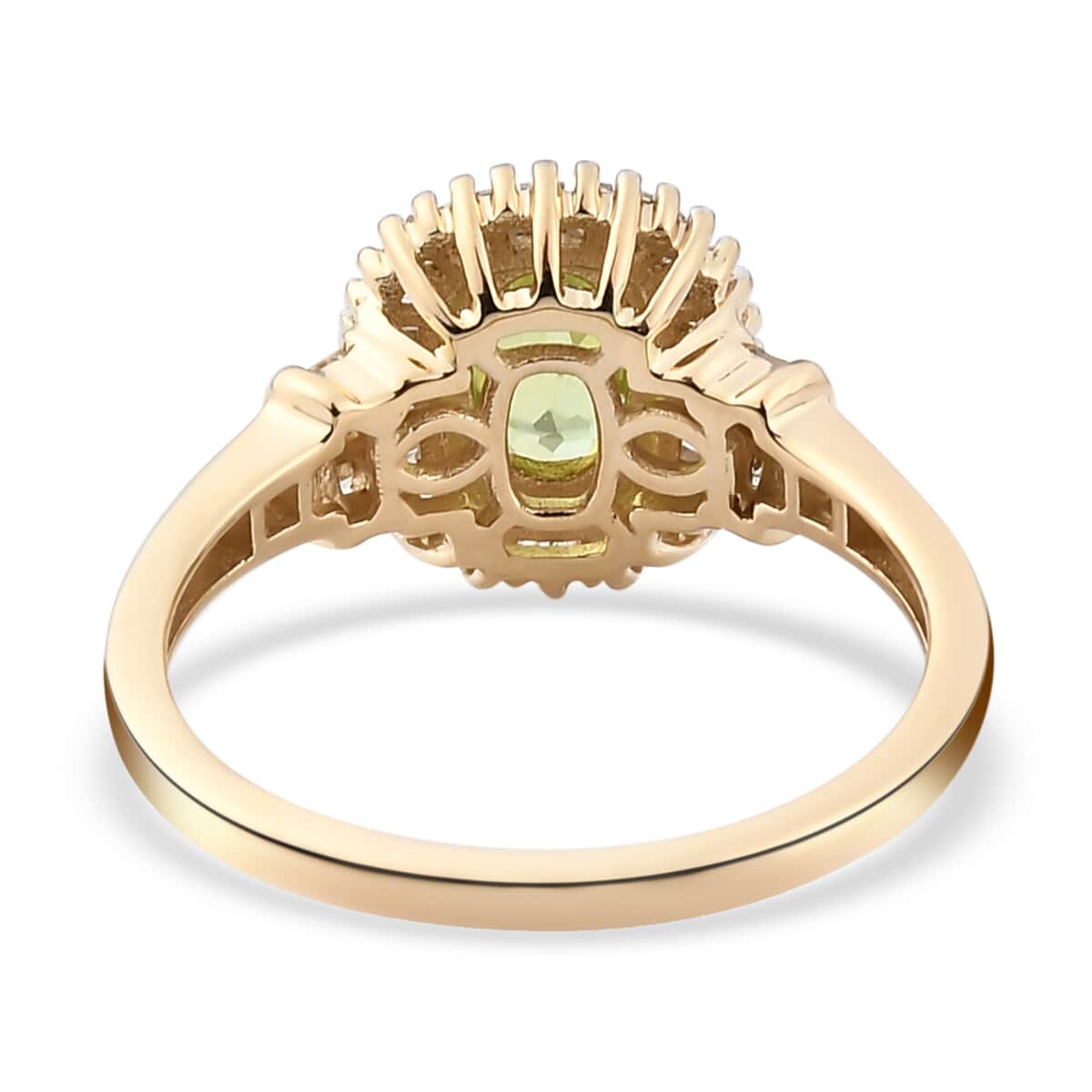 LUXORO 10K Yellow Gold AAA Sava Sphene and Diamond Halo Ring (Size 9.0) 1.25 ctw image number 4