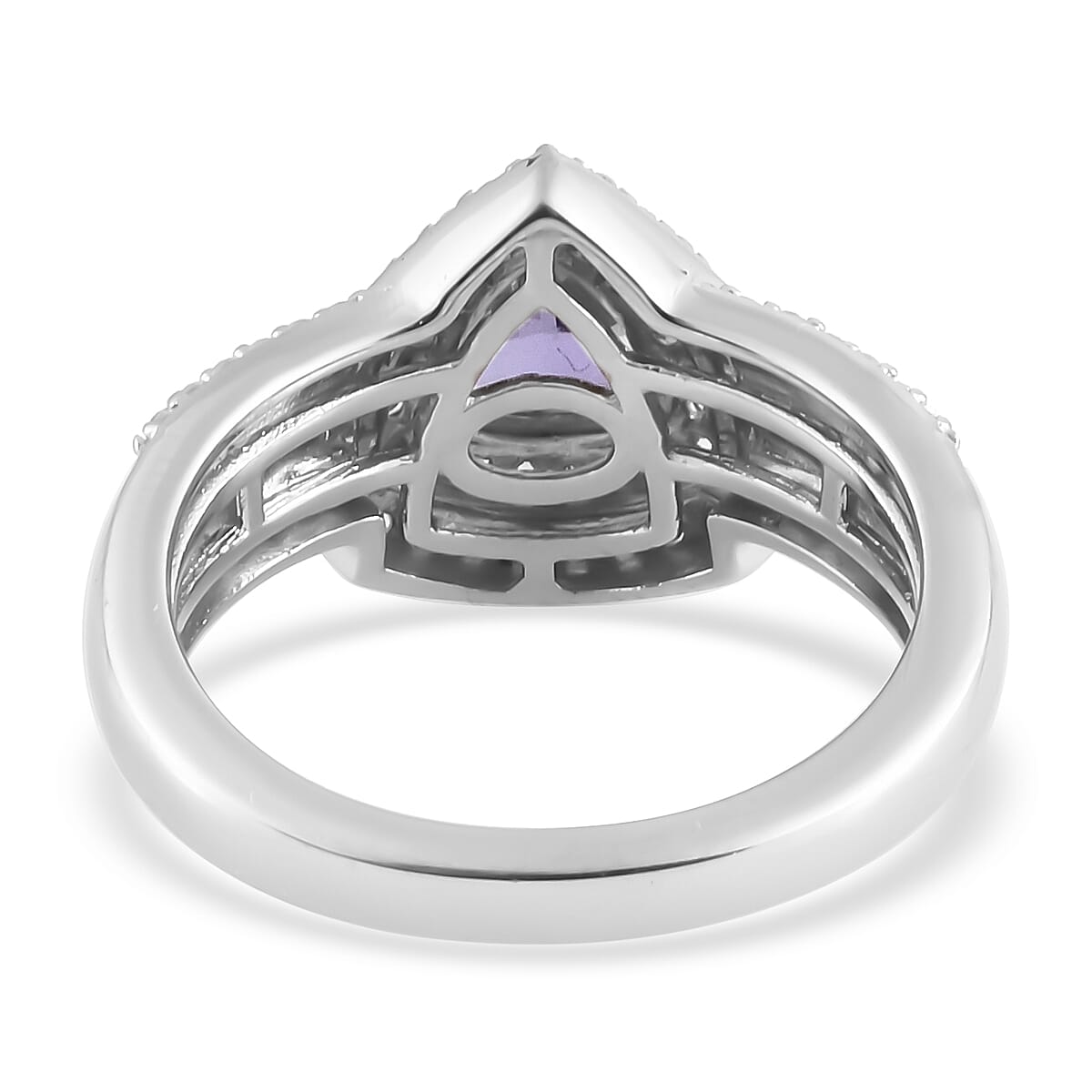 Tanzanite and White Zircon 1.42 ctw Ring in Platinum Over Sterling Silver (Size 10)