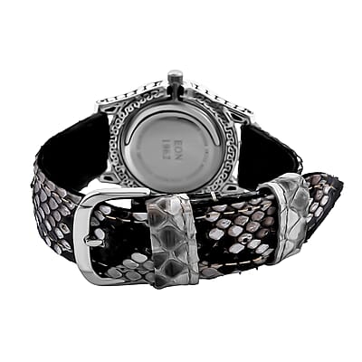 Bali Legacy Eon 1962 Swiss Movement Sterling Silver Watch with Natural Gray 100% Genuine Python Leather Strap, Leather Watch, Women Watch, Quartz Watch, Ladies Watch