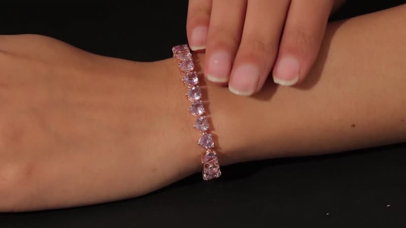 Rose De France Amethyst Heart Tennis Bracelet in Vermeil RG Over Sterling Silver (7.25 In) 11.90 Grams 20.50 ctw