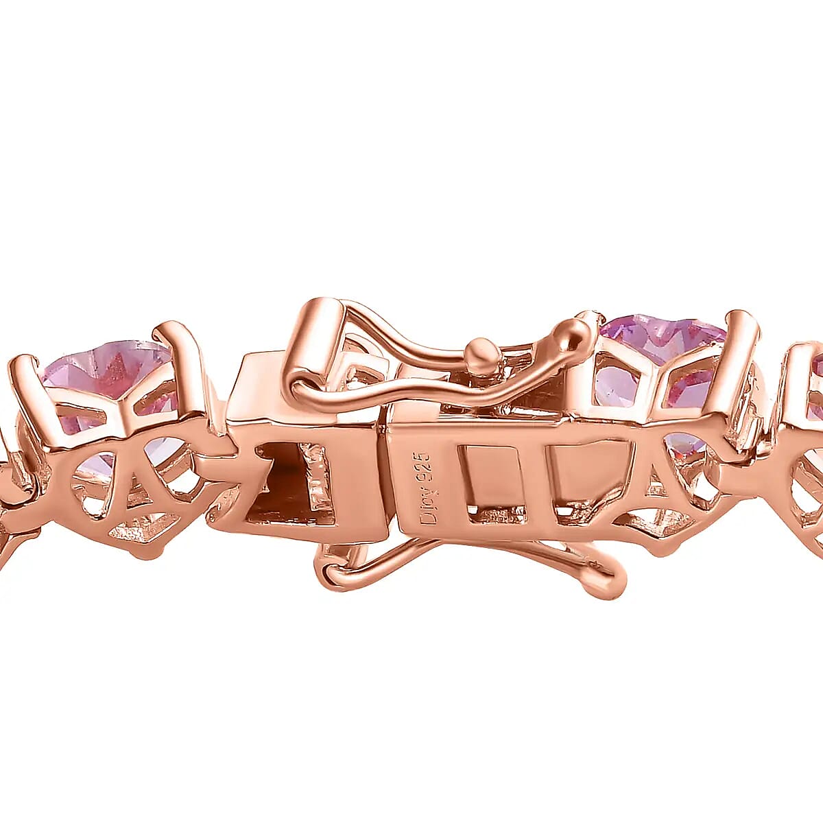 Rose De France Amethyst Bracelet in Vermeil RG Over Sterling Silver, Tennis Bracelet, Heart Bracelet (7.25 In) 19.15 ctw image number 4