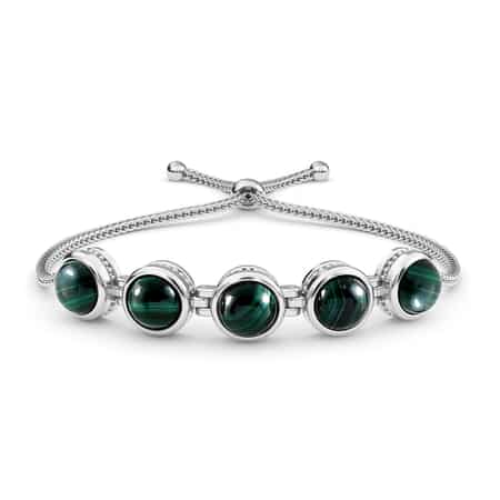 African Malachite Bolo Bracelet in Stainless Steel 6.35 ctw image number 0