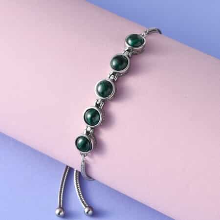 African Malachite Bolo Bracelet in Stainless Steel 6.35 ctw image number 1