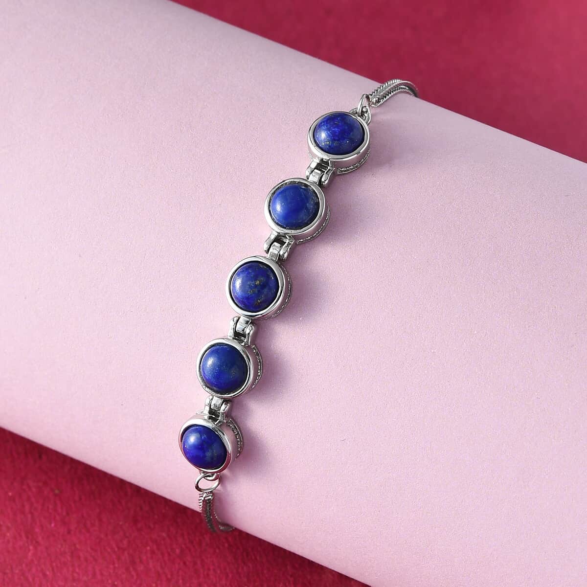Lapis Lazuli Bolo Bracelet in Stainless Steel (10.50 In) 5.85 ctw image number 1